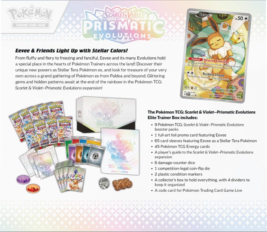 Pokémon TCG: Scarlet & Violet 8.5: Prismatic Evolutions: Elite Trainer Box (Sealed ETB)